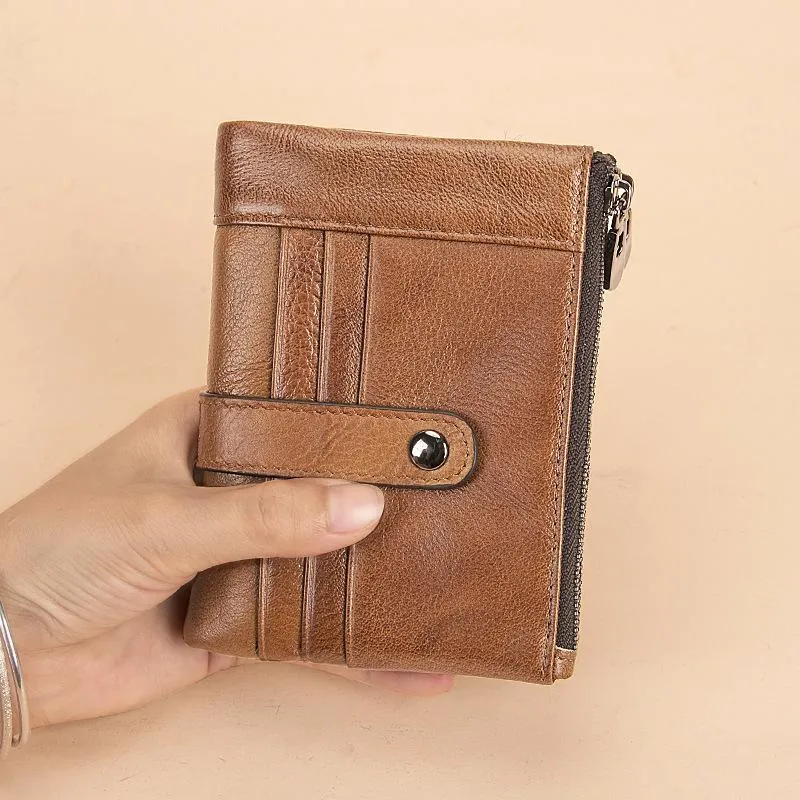 Brown Leather Billfold Wallet for Men Bifold Wallet Brown Leather Small Wallet For Men