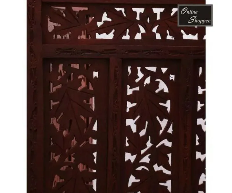 Brown Wooden Partition Screen Room Divider In 4 Panel