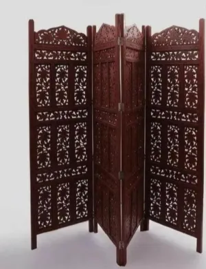 Brown Wooden Partition Screen Room Divider In 4 Panel