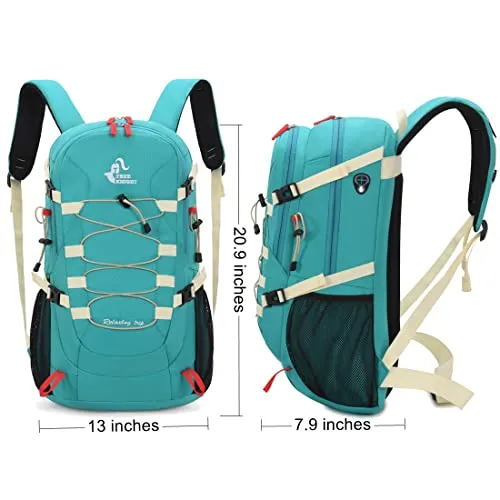 Bseash 40L Waterproof Hiking Backpack with Rain Cover, Turquoise