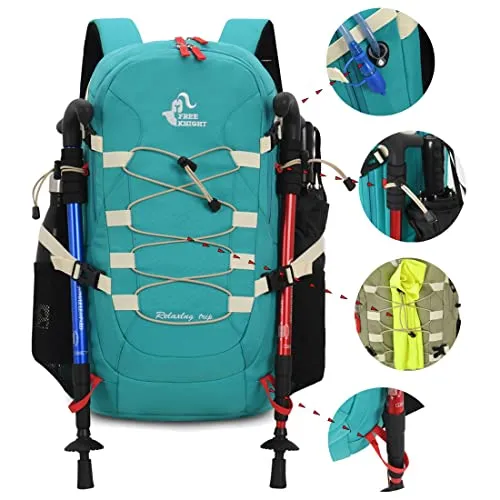 Bseash 40L Waterproof Hiking Backpack with Rain Cover, Turquoise