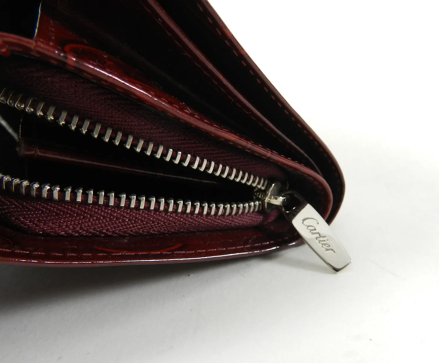 Cartier Burgundy Trifold Logo Happy Birthday Wallet