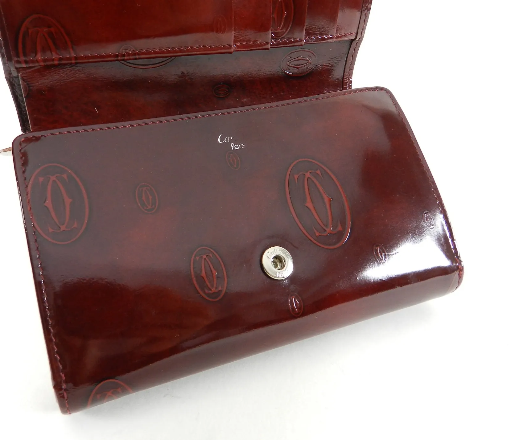 Cartier Burgundy Trifold Logo Happy Birthday Wallet