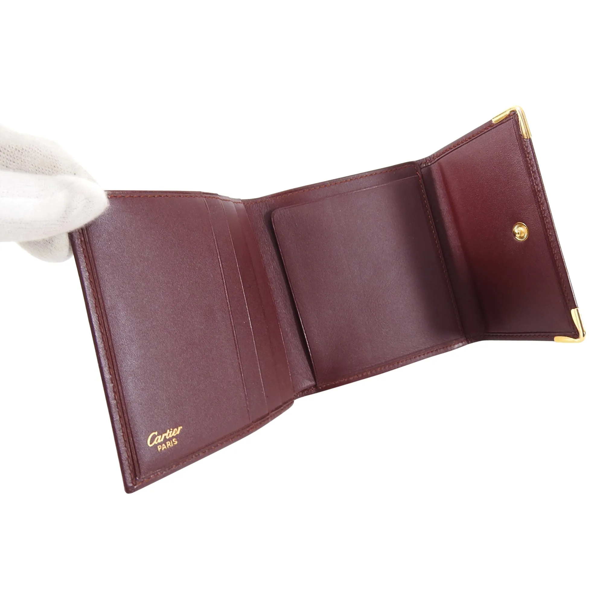 Cartier Vintage Must de Cartier Burgundy Logo French Wallet