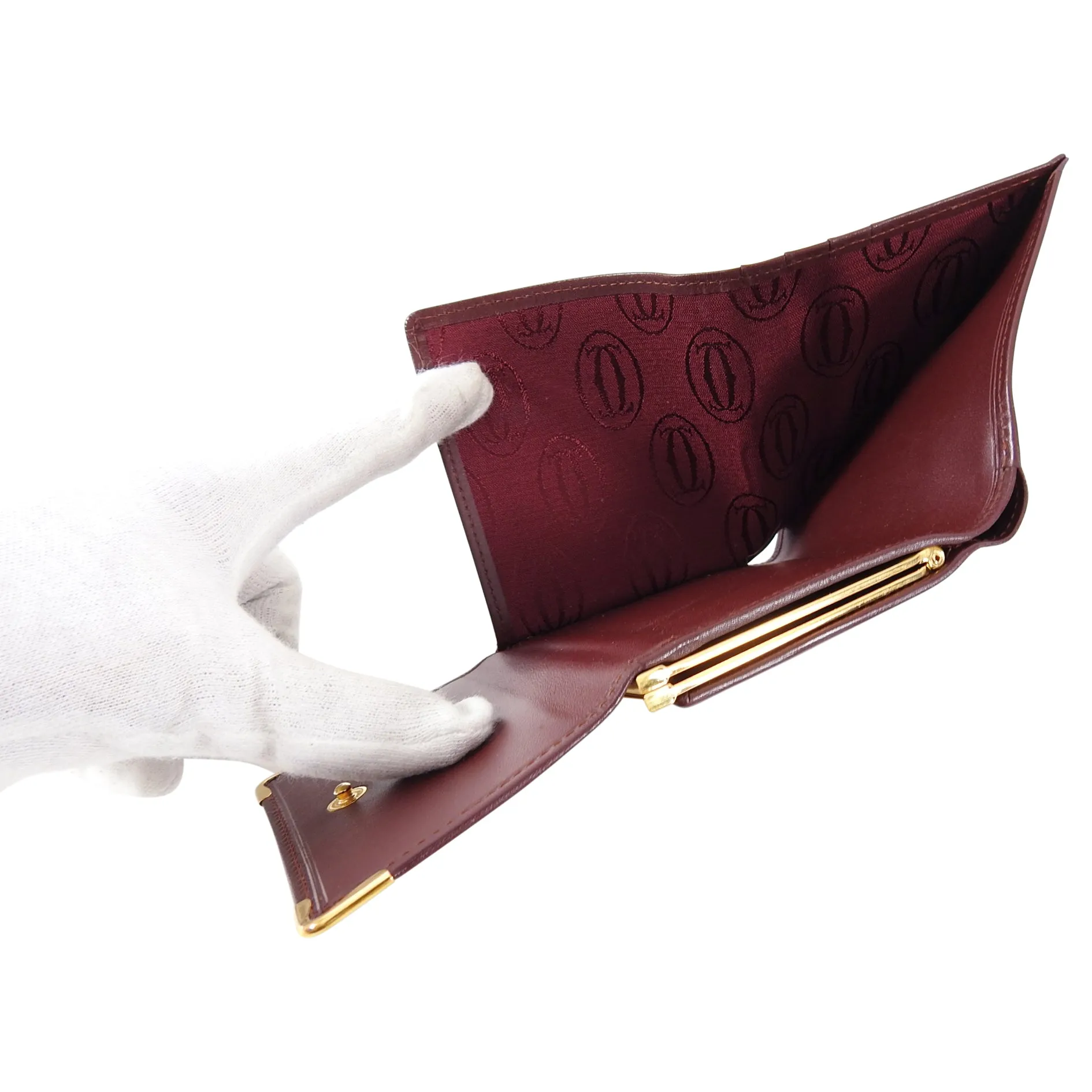 Cartier Vintage Must de Cartier Burgundy Logo French Wallet