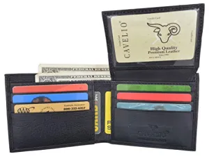 Cavelio Mens Premium Leather Slim Flap Up Card Id Holder Bifold Wallet