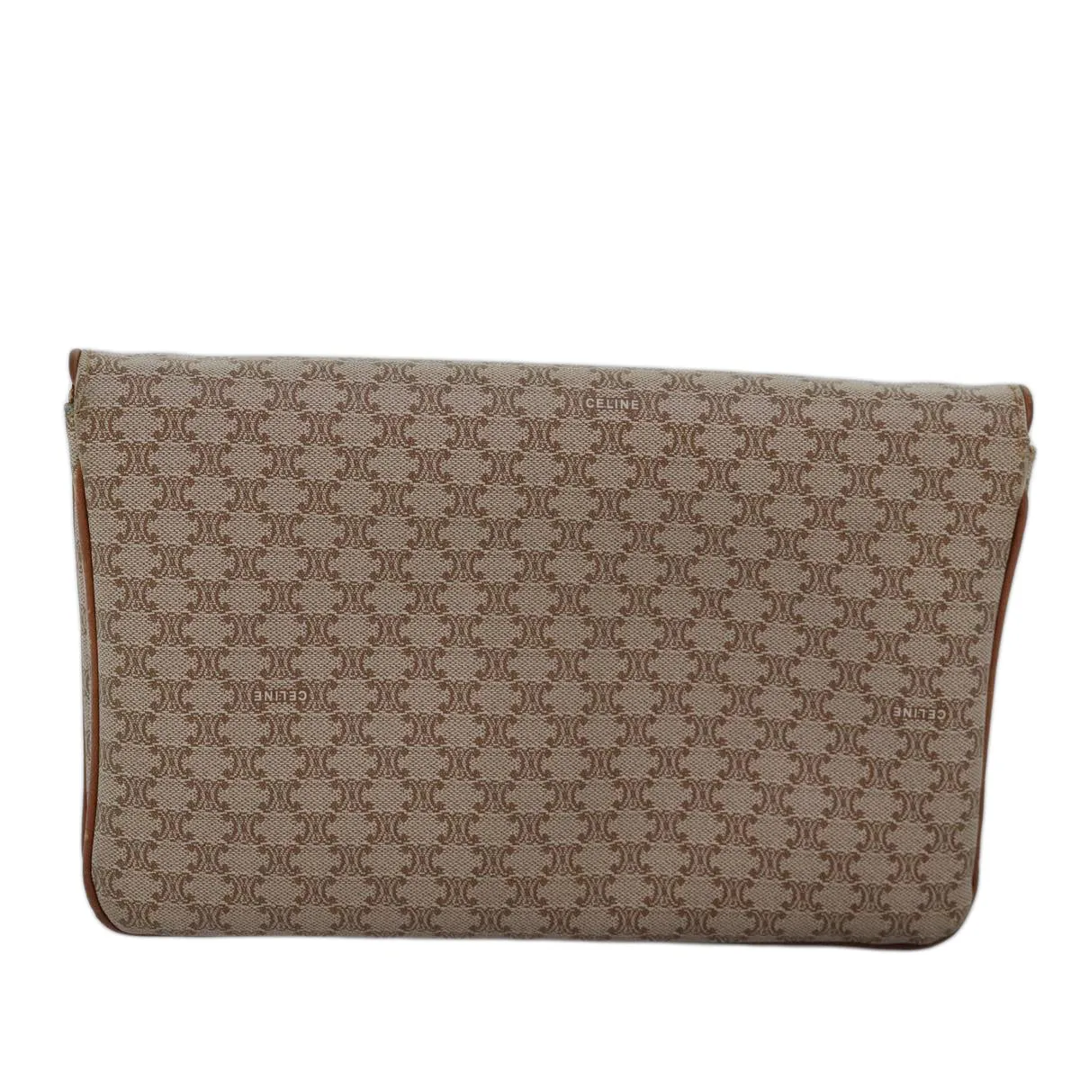 CELINE Macadam Canvas Clutch Bag Beige Auth 74389