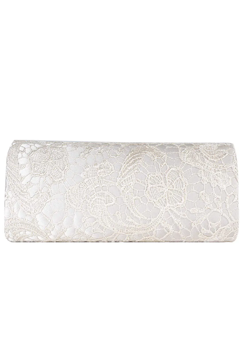 Champagne Crochet Detail Clutch Bag