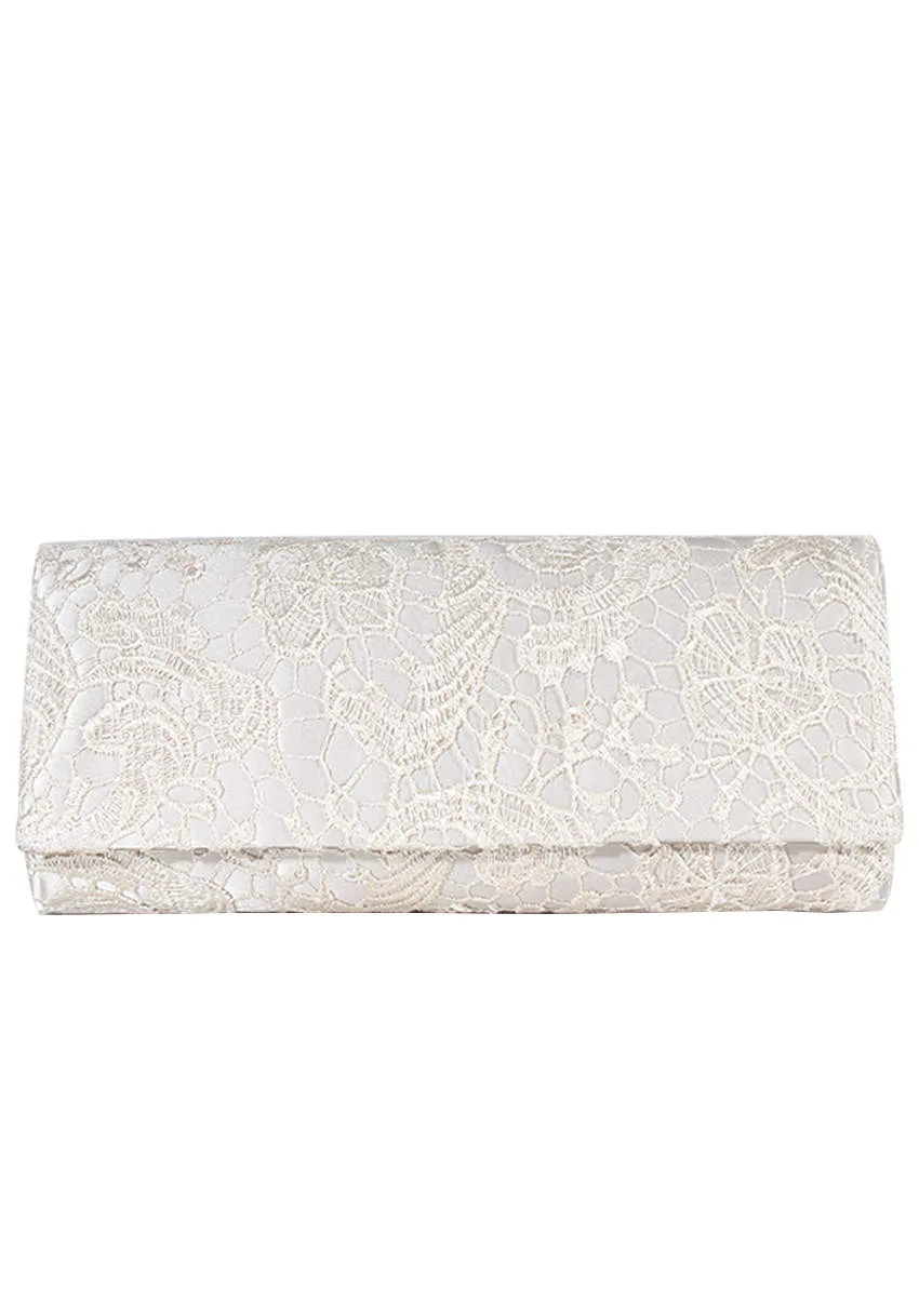 Champagne Crochet Detail Clutch Bag