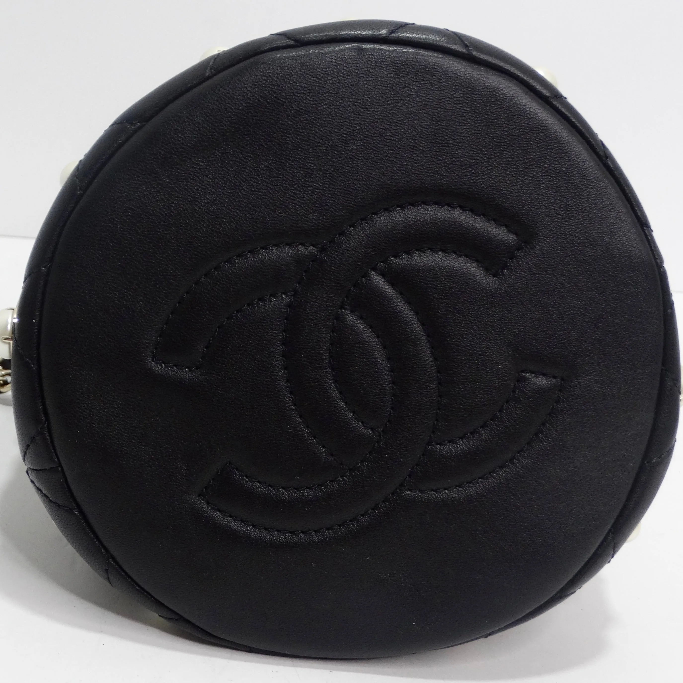 Chanel About Pearls Black Lambskin Drawstring Bucket Bag