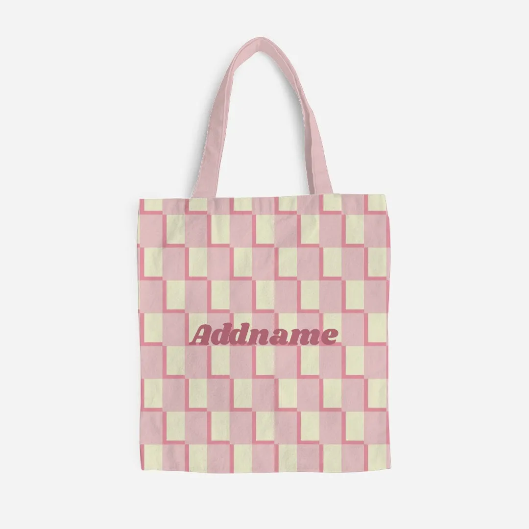 Checkered Series Full Print Tote Bag - Pink