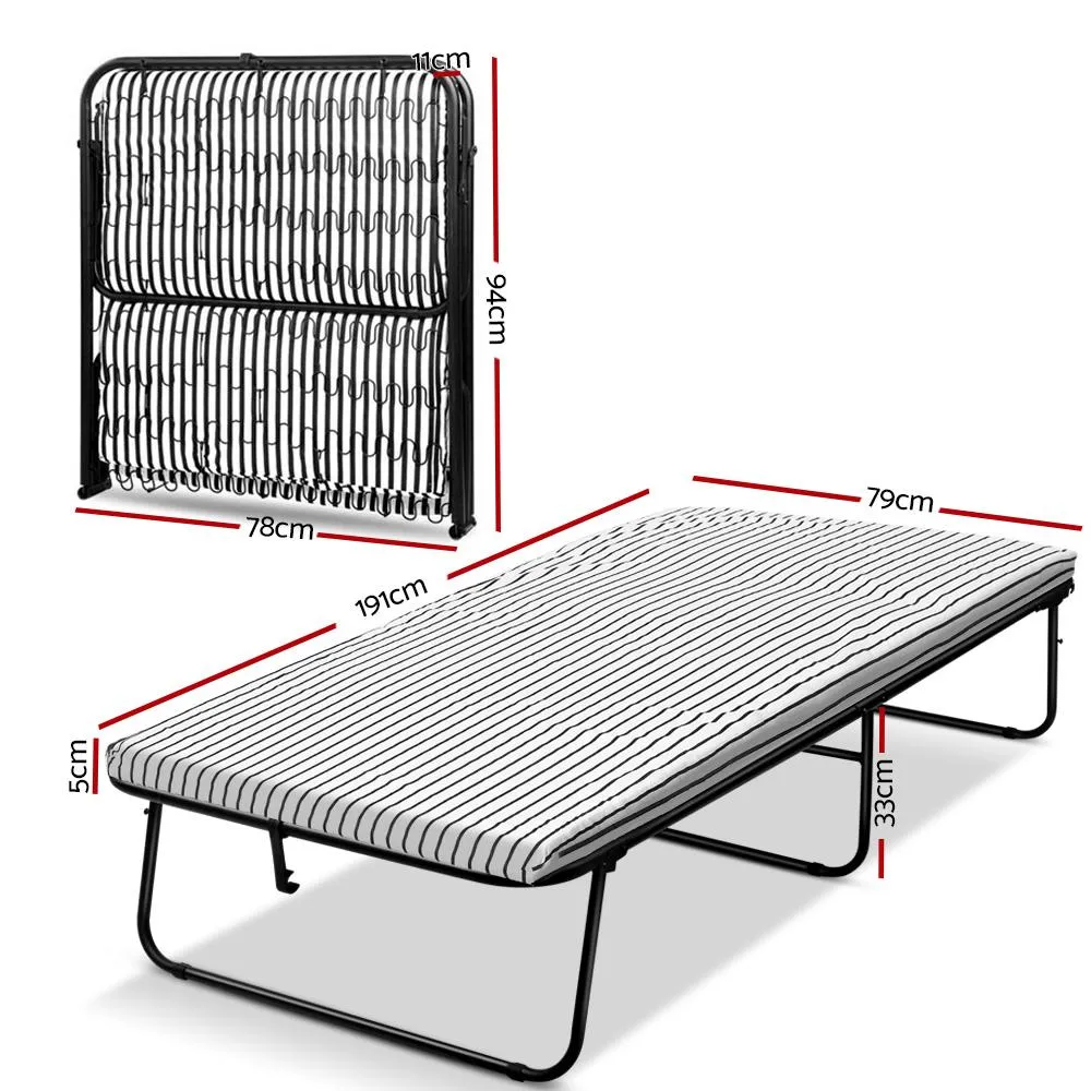 Compact Foldable Single Bed (Mattress Included)