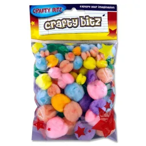 Crafty Bitz Packet of 70 Pom Poms - Pastel