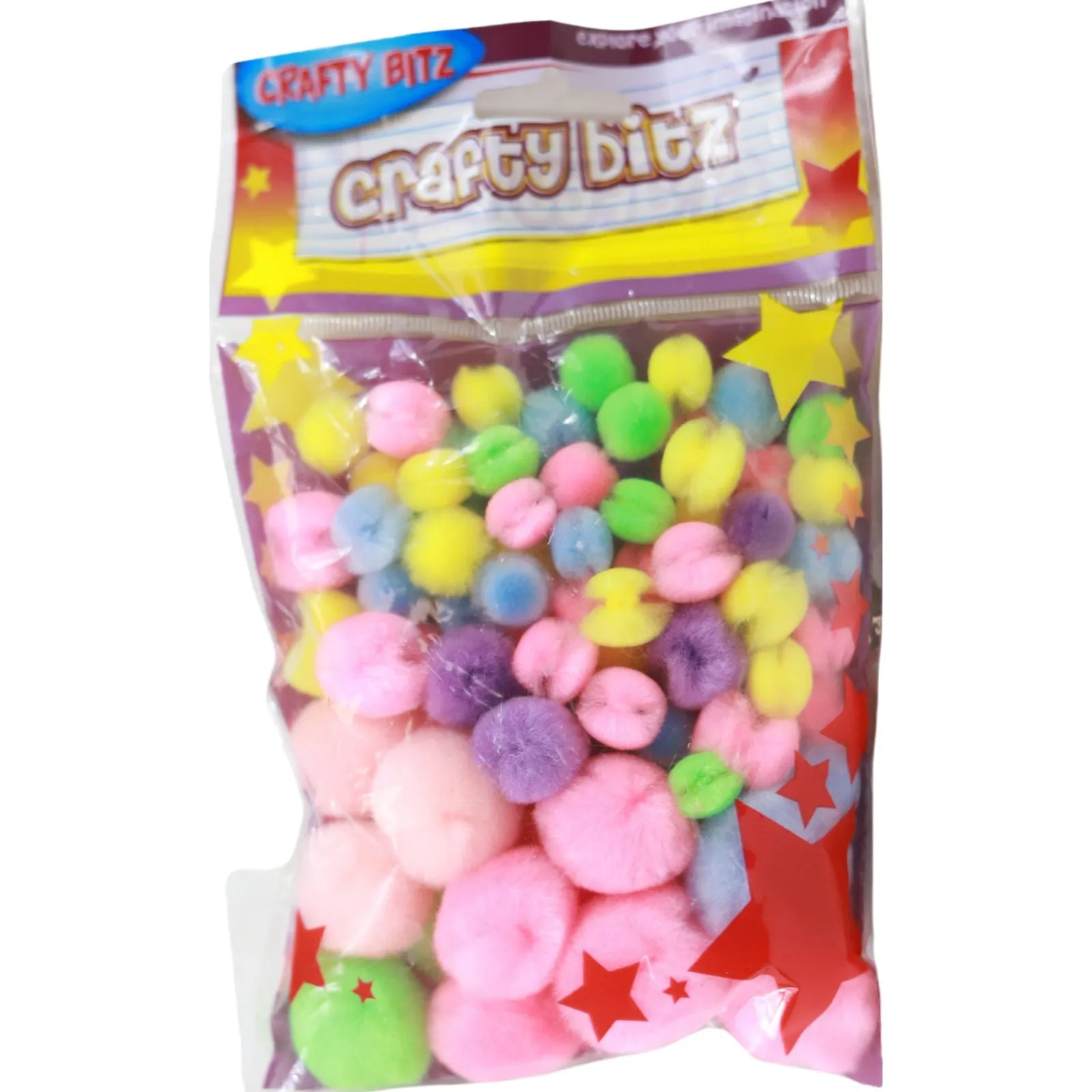 Crafty Bitz Packet of 70 Pom Poms - Pastel