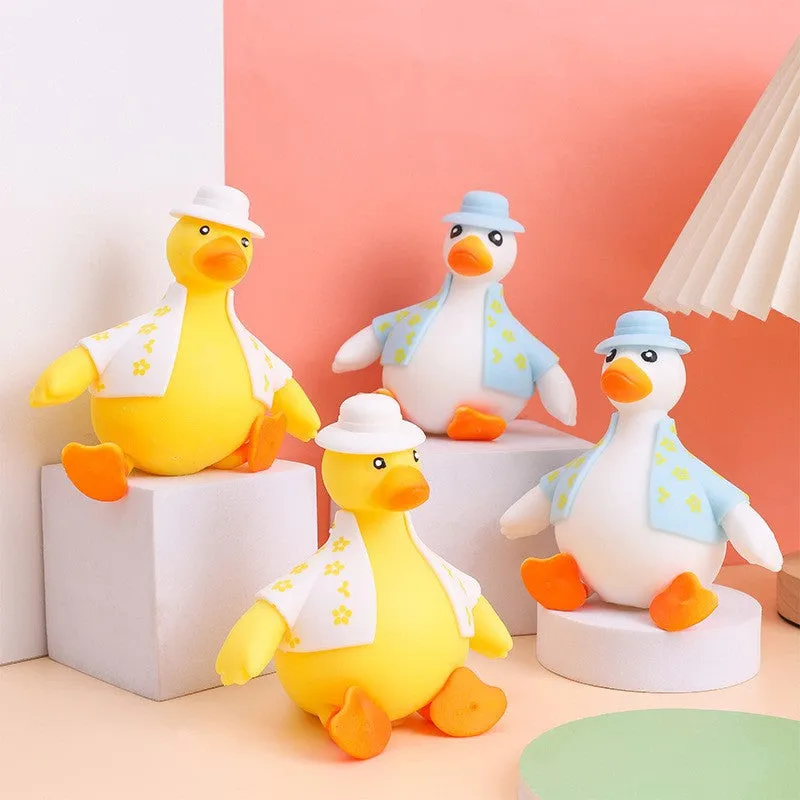 Creative Flower Clothes Bouncy Duck Stress Relief Toy Pinch Cute Selling Cute Come on Small Yellow Duck