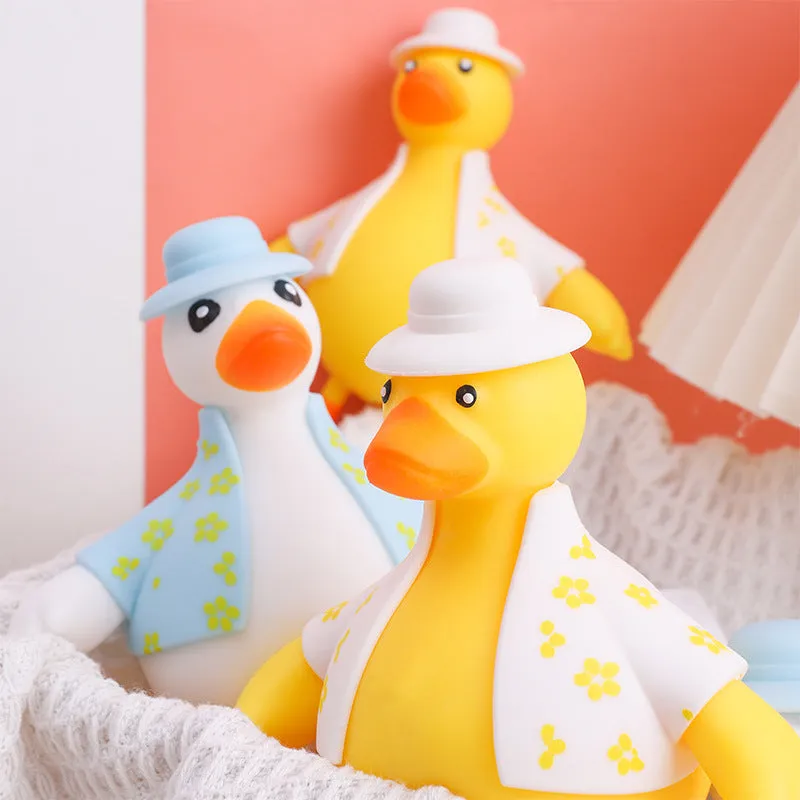 Creative Flower Clothes Bouncy Duck Stress Relief Toy Pinch Cute Selling Cute Come on Small Yellow Duck