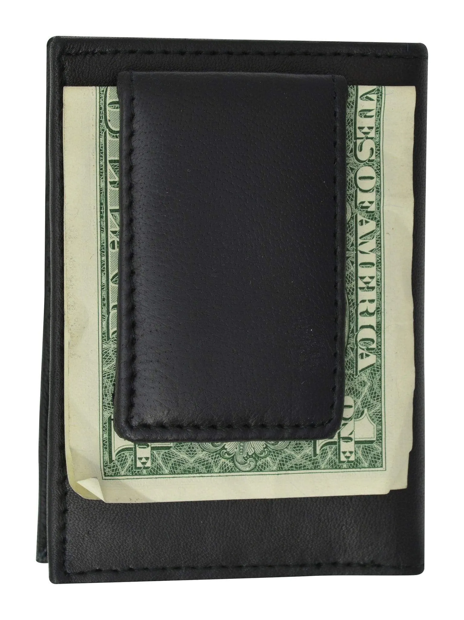 Credit Card ID Holder Genuine Leather Mens Money Clip Wallet 89 (C)