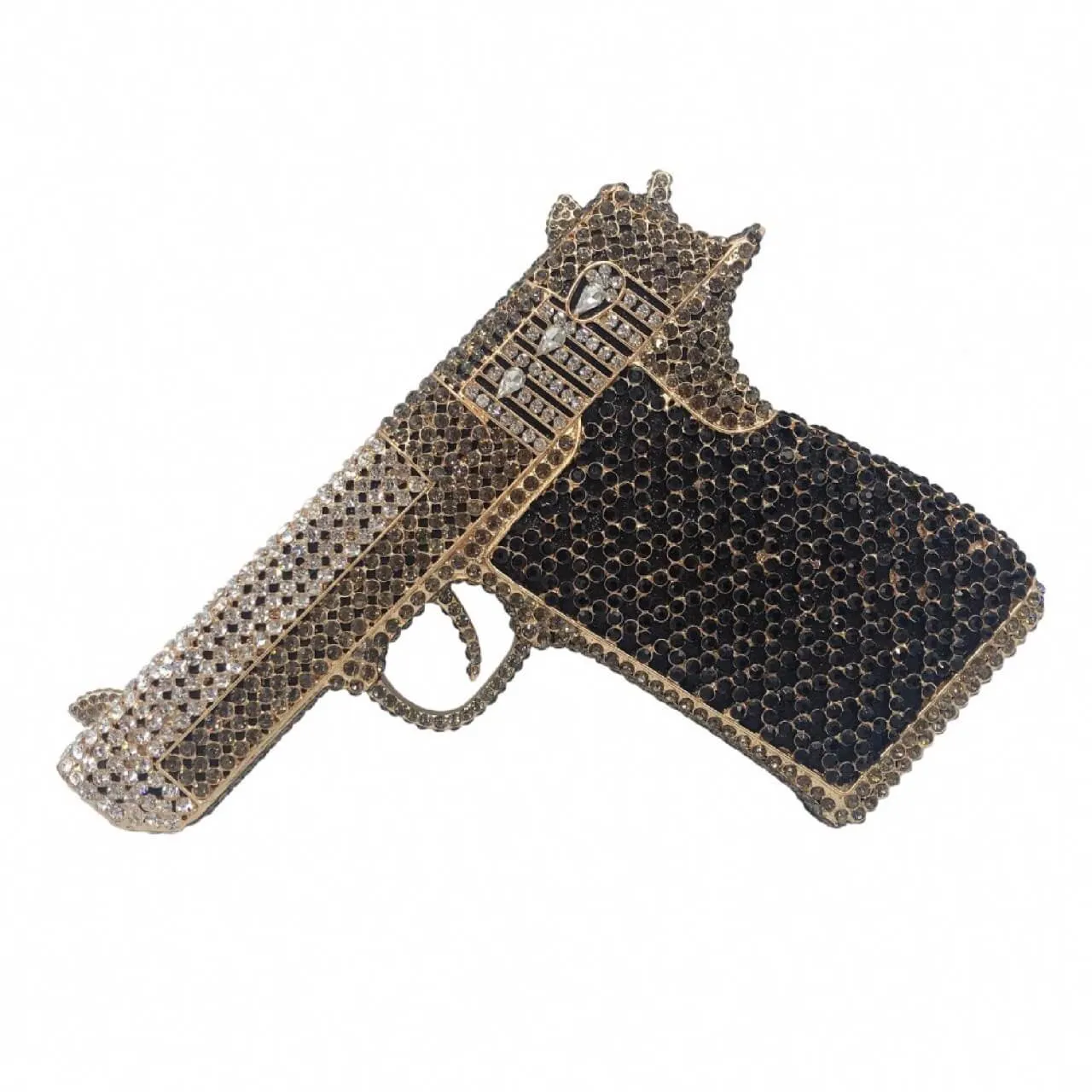 Crystal Gun Shaped Purse Pistol Style Glittering Evening Clutch