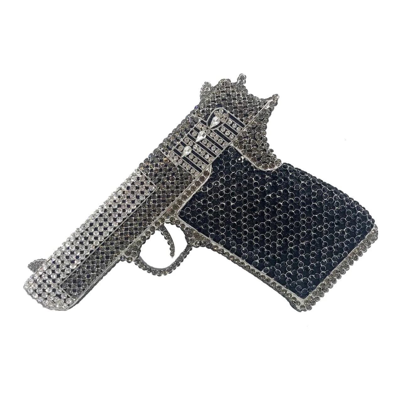 Crystal Gun Shaped Purse Pistol Style Glittering Evening Clutch