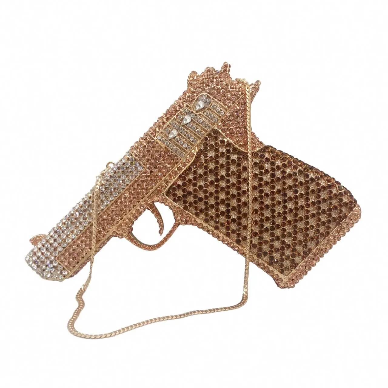 Crystal Gun Shaped Purse Pistol Style Glittering Evening Clutch