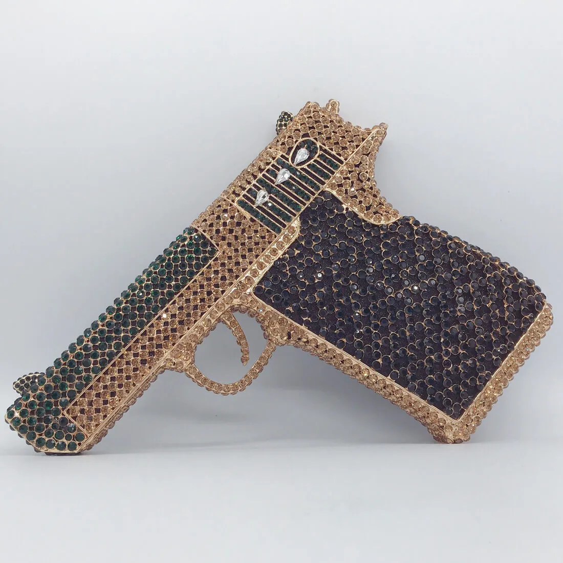 Crystal Gun Shaped Purse Pistol Style Glittering Evening Clutch