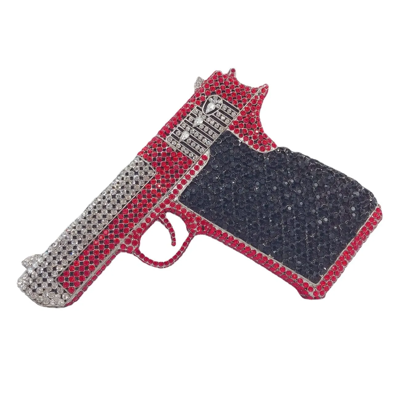 Crystal Gun Shaped Purse Pistol Style Glittering Evening Clutch