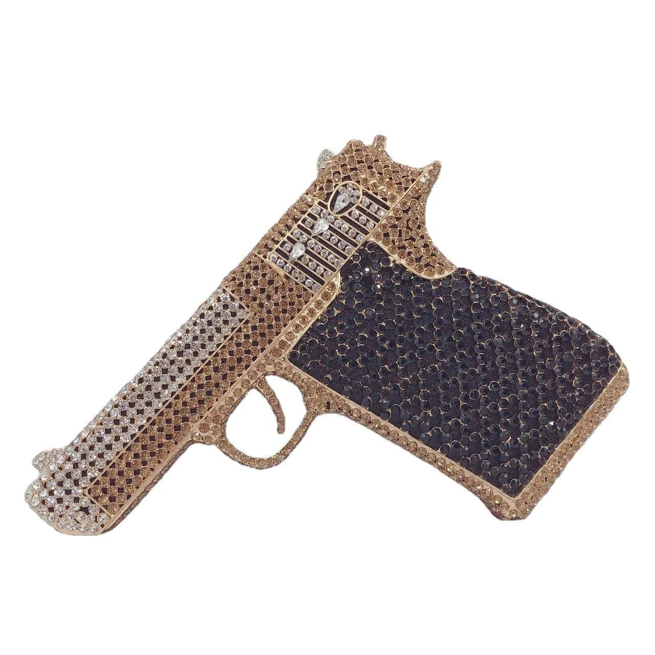 Crystal Gun Shaped Purse Pistol Style Glittering Evening Clutch