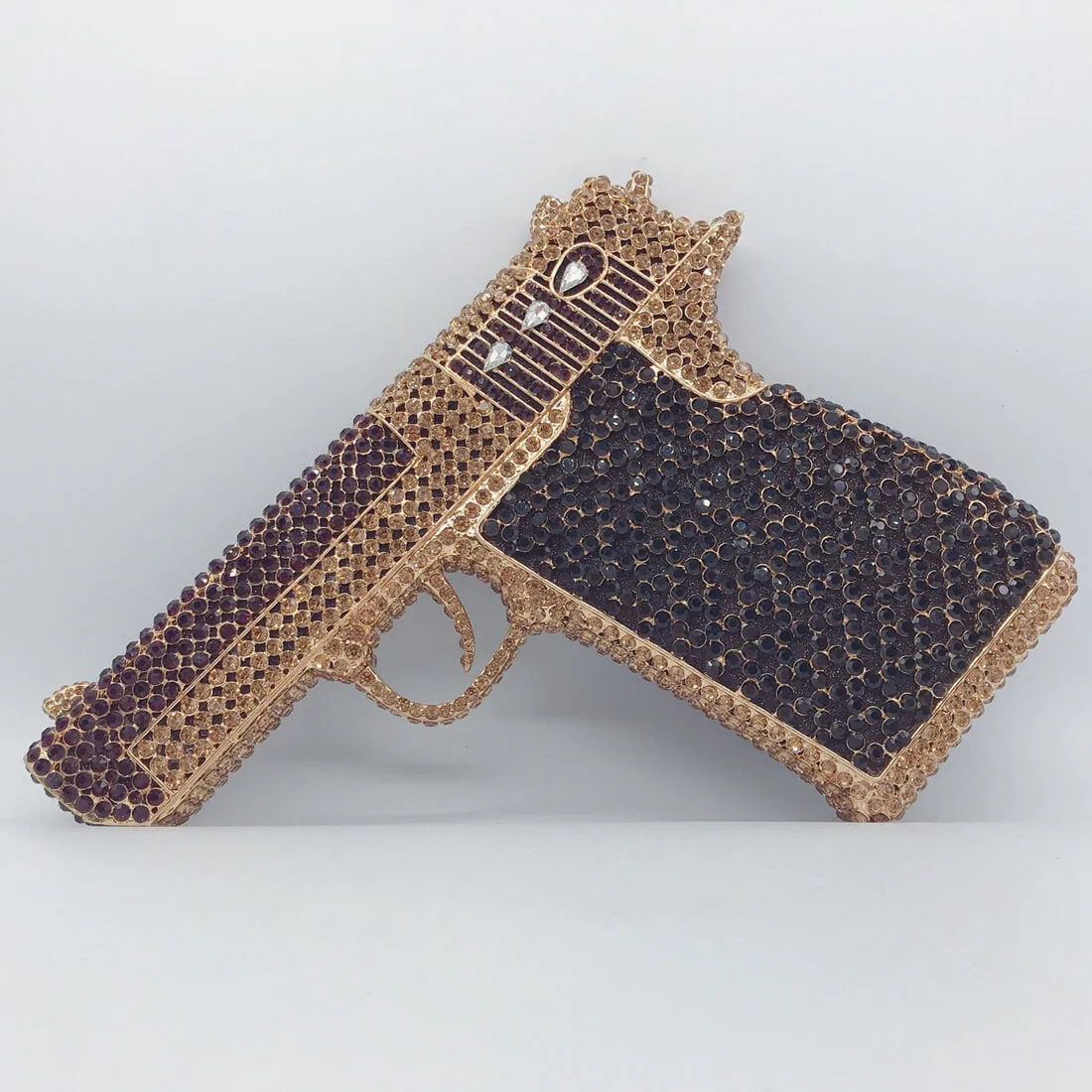 Crystal Gun Shaped Purse Pistol Style Glittering Evening Clutch