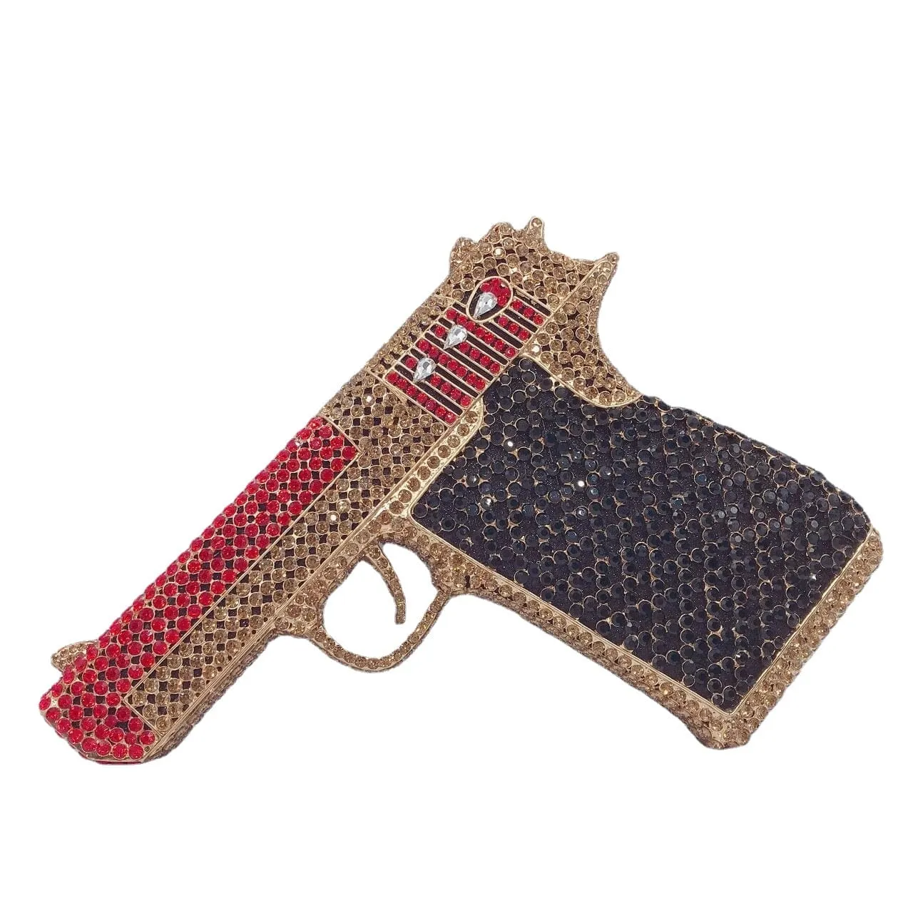 Crystal Gun Shaped Purse Pistol Style Glittering Evening Clutch