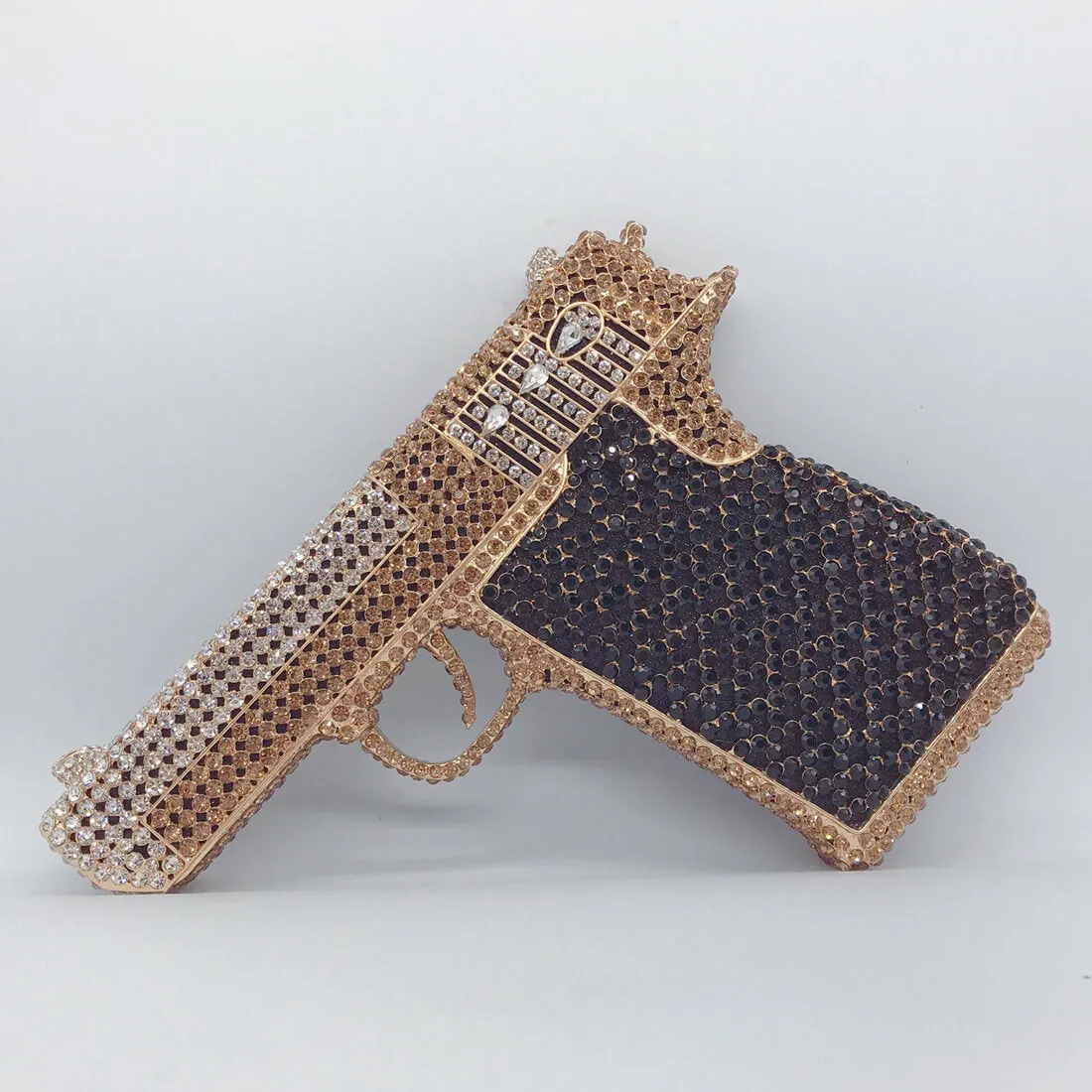 Crystal Gun Shaped Purse Pistol Style Glittering Evening Clutch