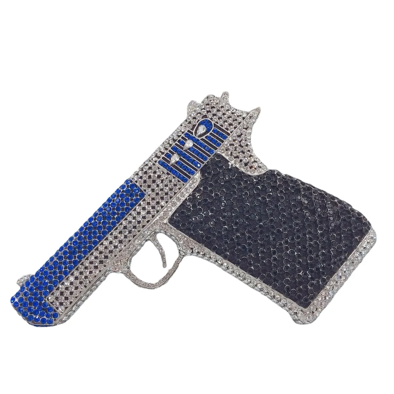 Crystal Gun Shaped Purse Pistol Style Glittering Evening Clutch