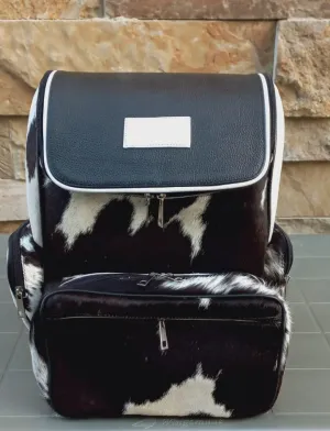 customize backpack Black Cowhide Leather Large Bag