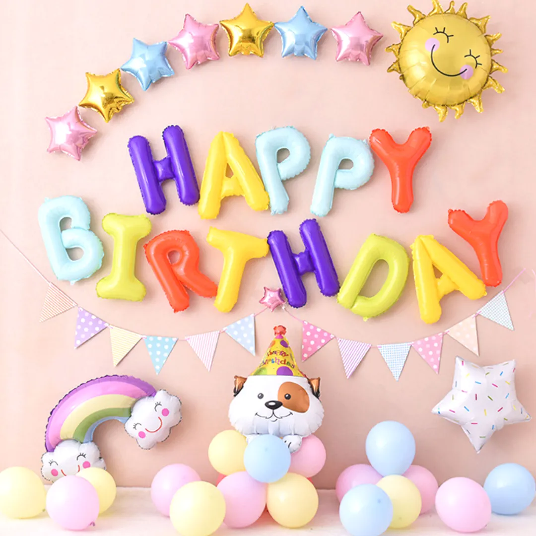 Cute Pastel Birthday Balloon Set