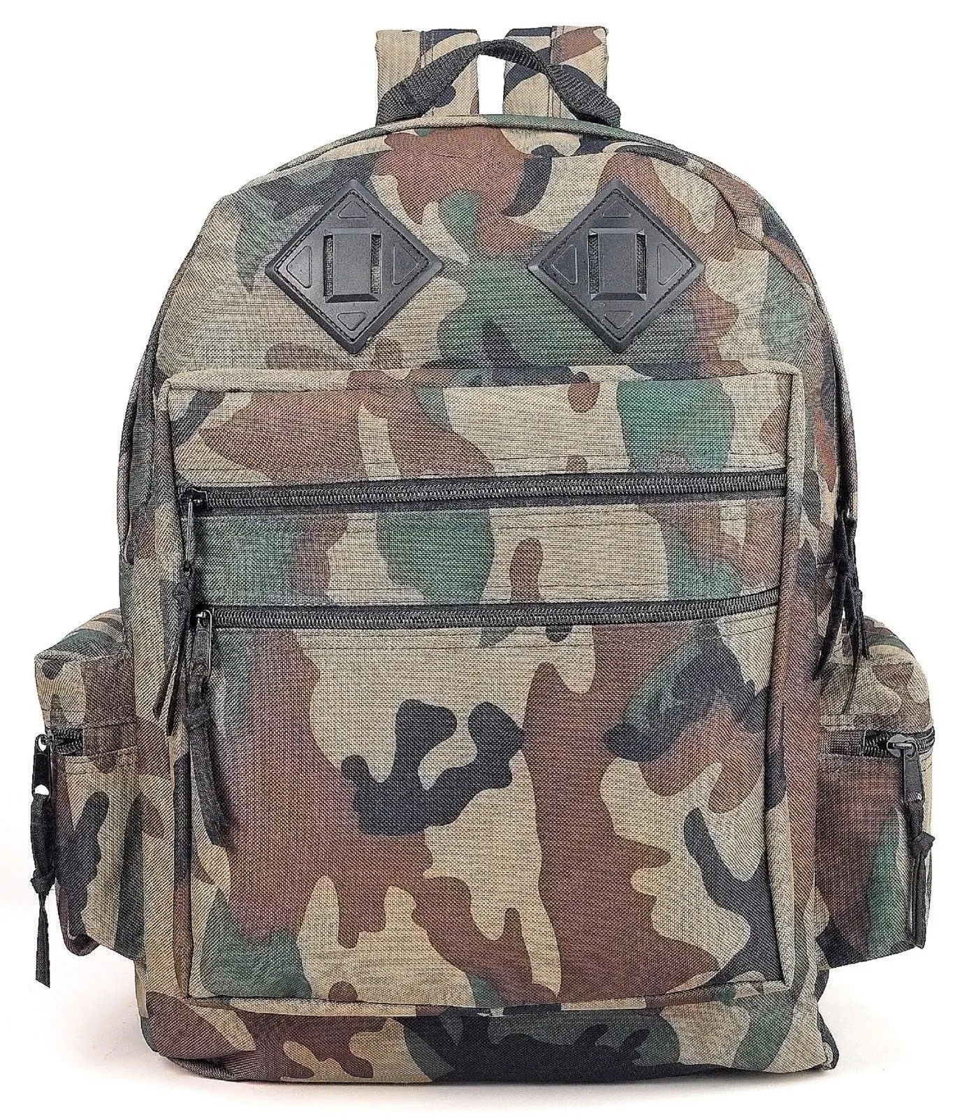 Deluxe Day Backpacks - Black or Camo Hiking School Bag Backpack w/ Padded Straps