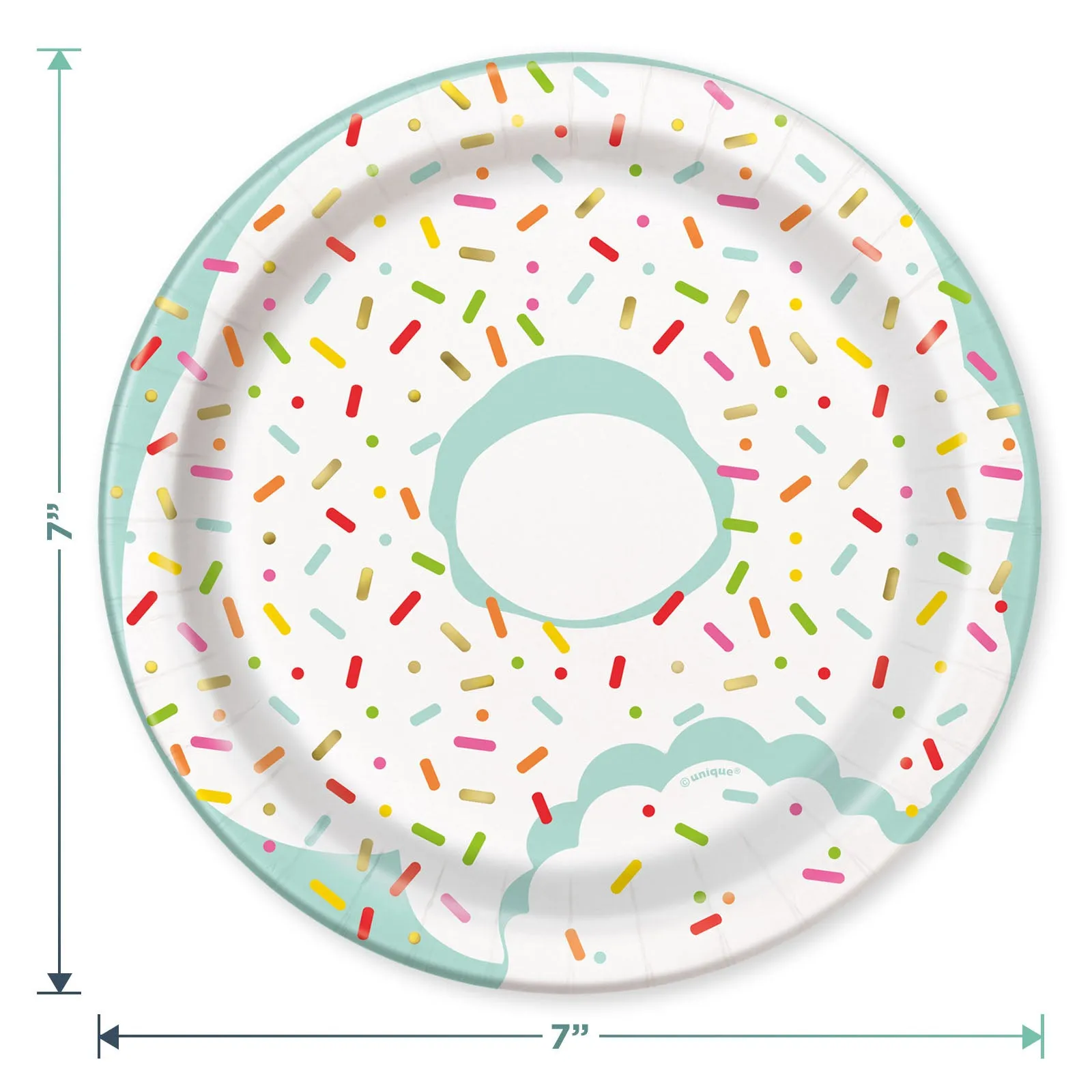 Donut Party Supplies - White Sprinkle Donut Paper Dessert Plates and Beverage Napkins (Serves 16)