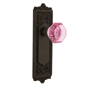 Egg & Dart Long Plate with Pink Waldorf Knob in Oil-Rubbed Bronze