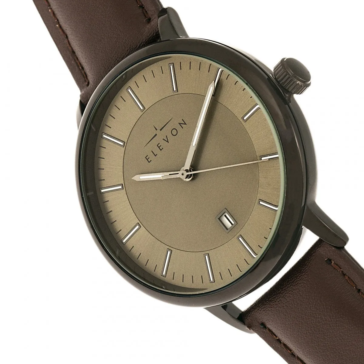 Elevon Vin Leather-Band Watch w/Date