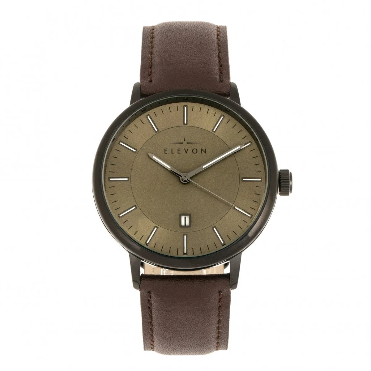 Elevon Vin Leather-Band Watch w/Date