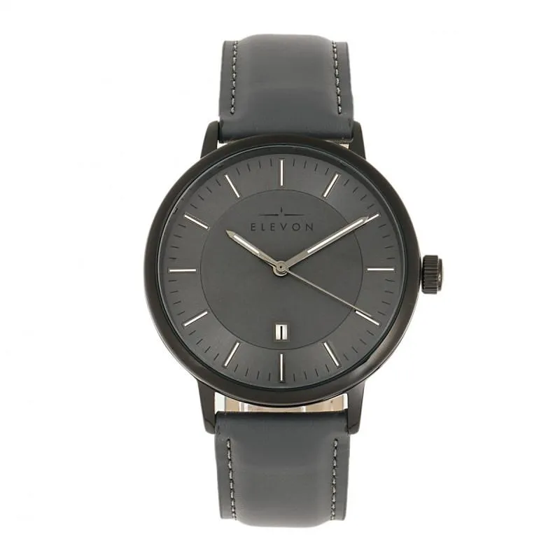 Elevon Vin Leather-Band Watch w/Date