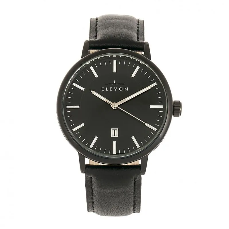 Elevon Vin Leather-Band Watch w/Date