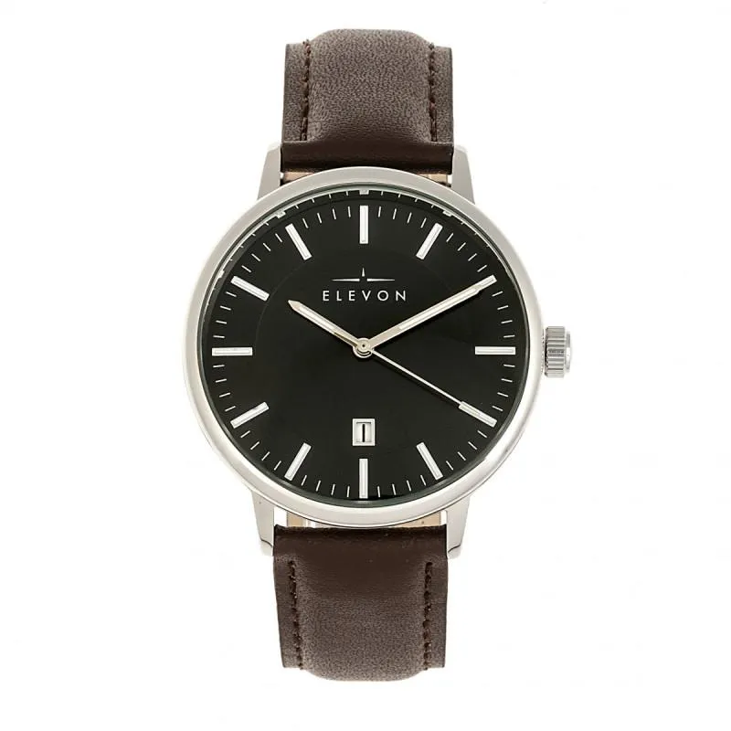 Elevon Vin Leather-Band Watch w/Date