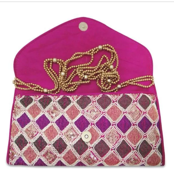 Embroidered Bag with Beaded Sling