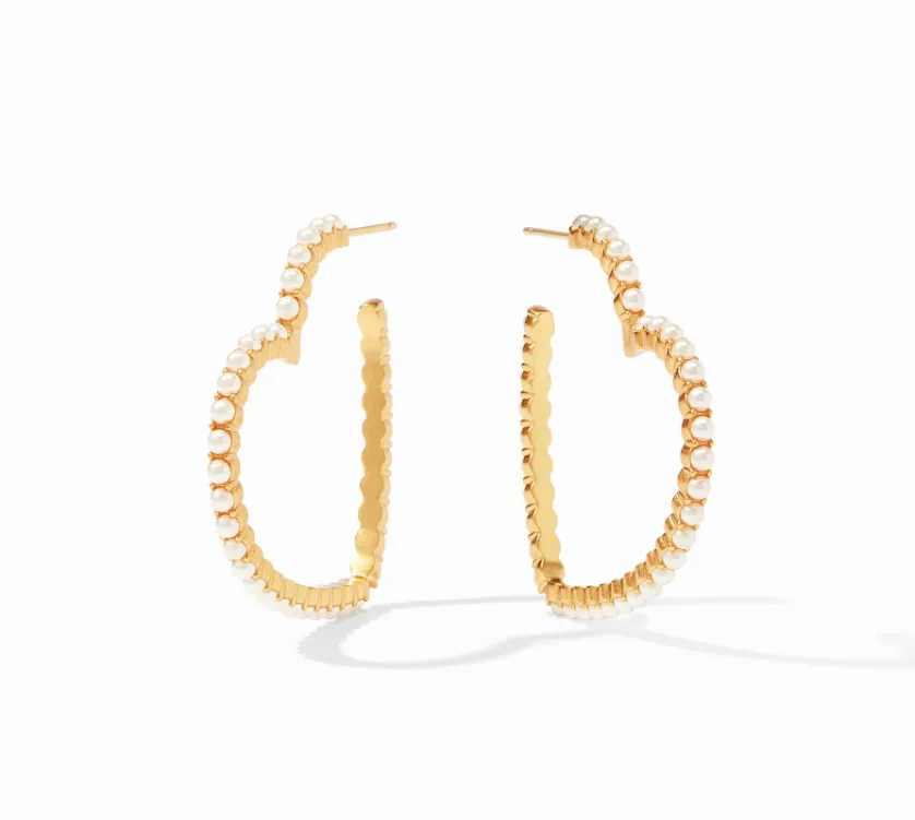 Esme Heart Pearl Hoop Gold Pearl Medium