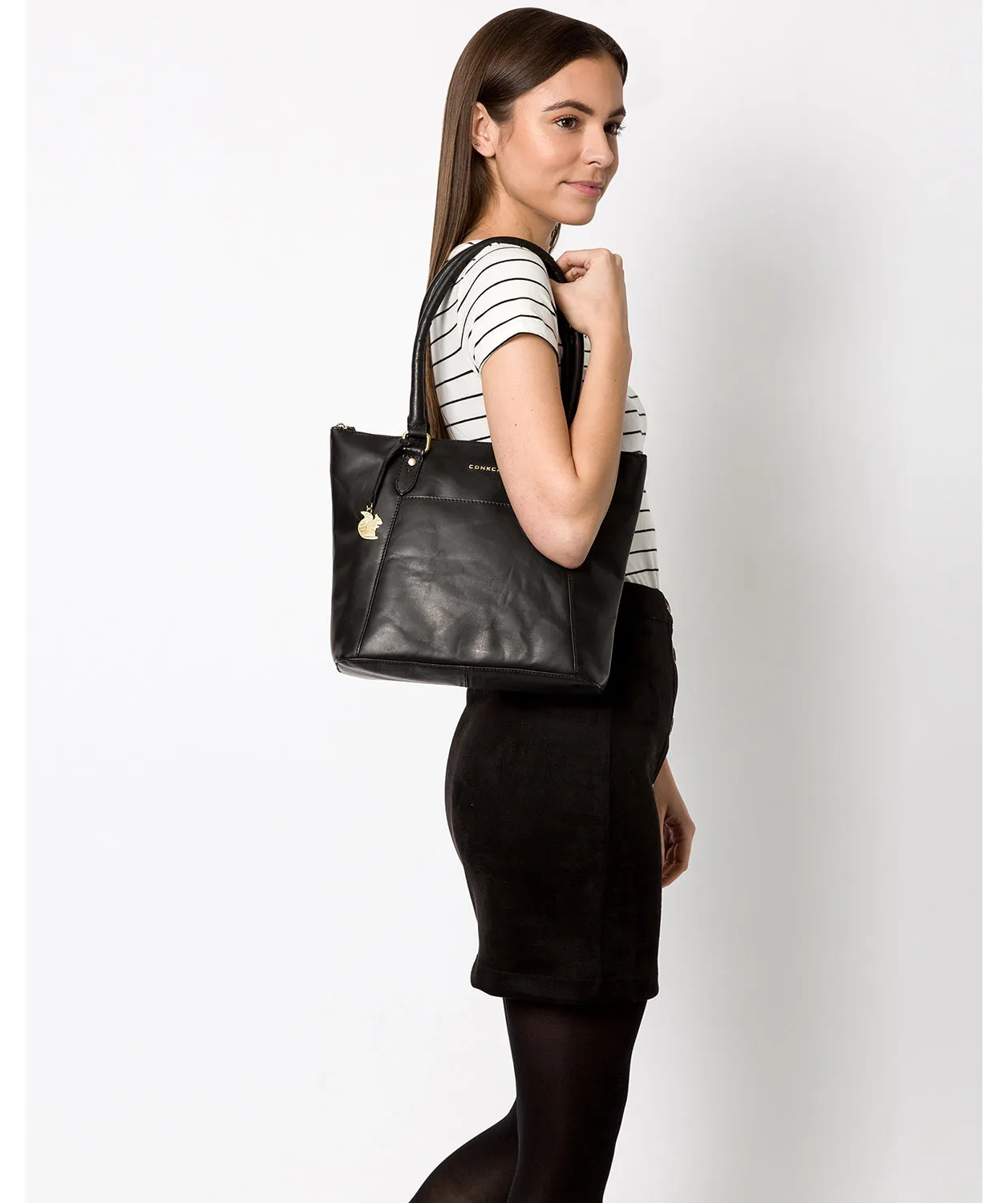 'Eva' Black Handcrafted Leather Tote Bag