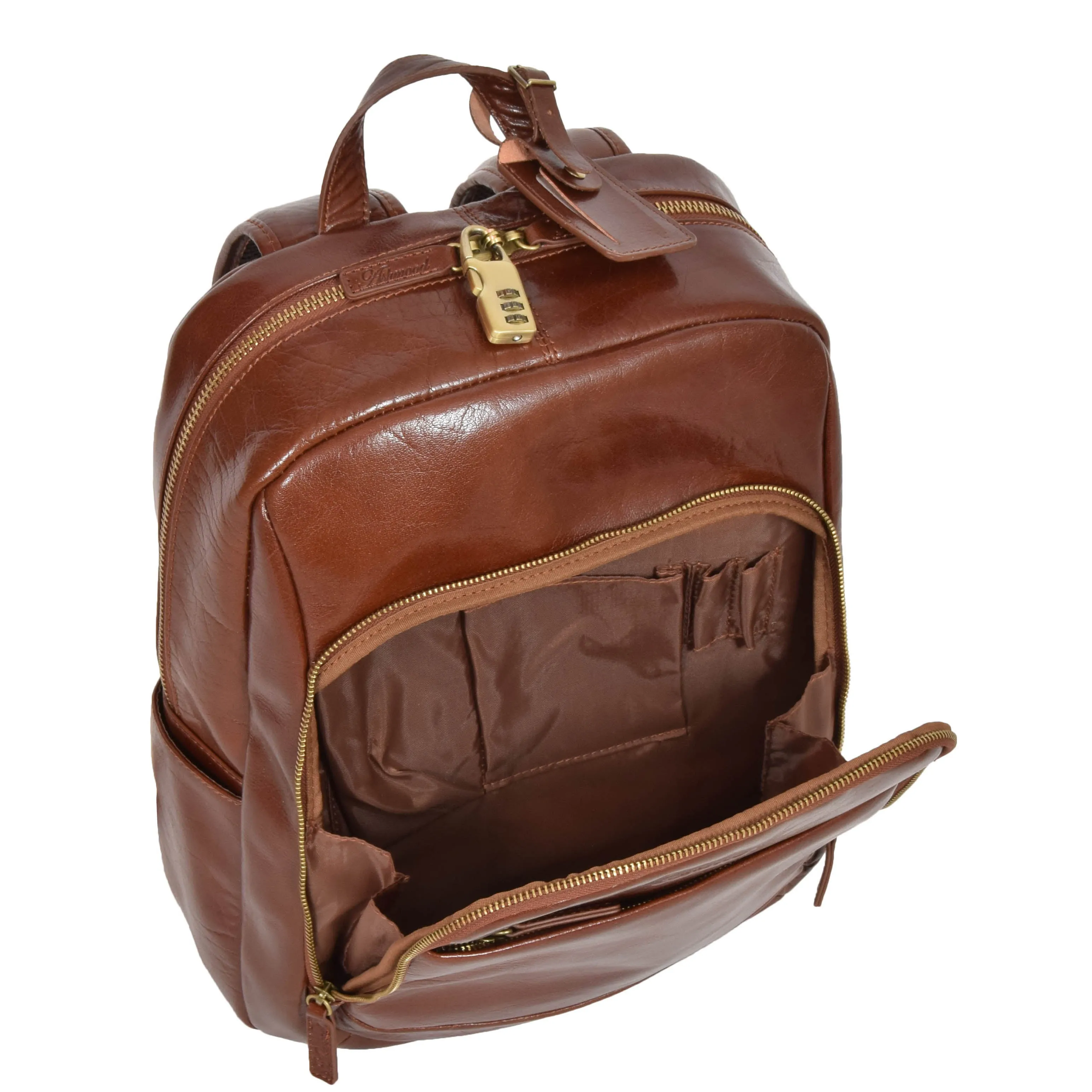 Exclusive Leather Organiser Rucksack Peru Chestnut Tan