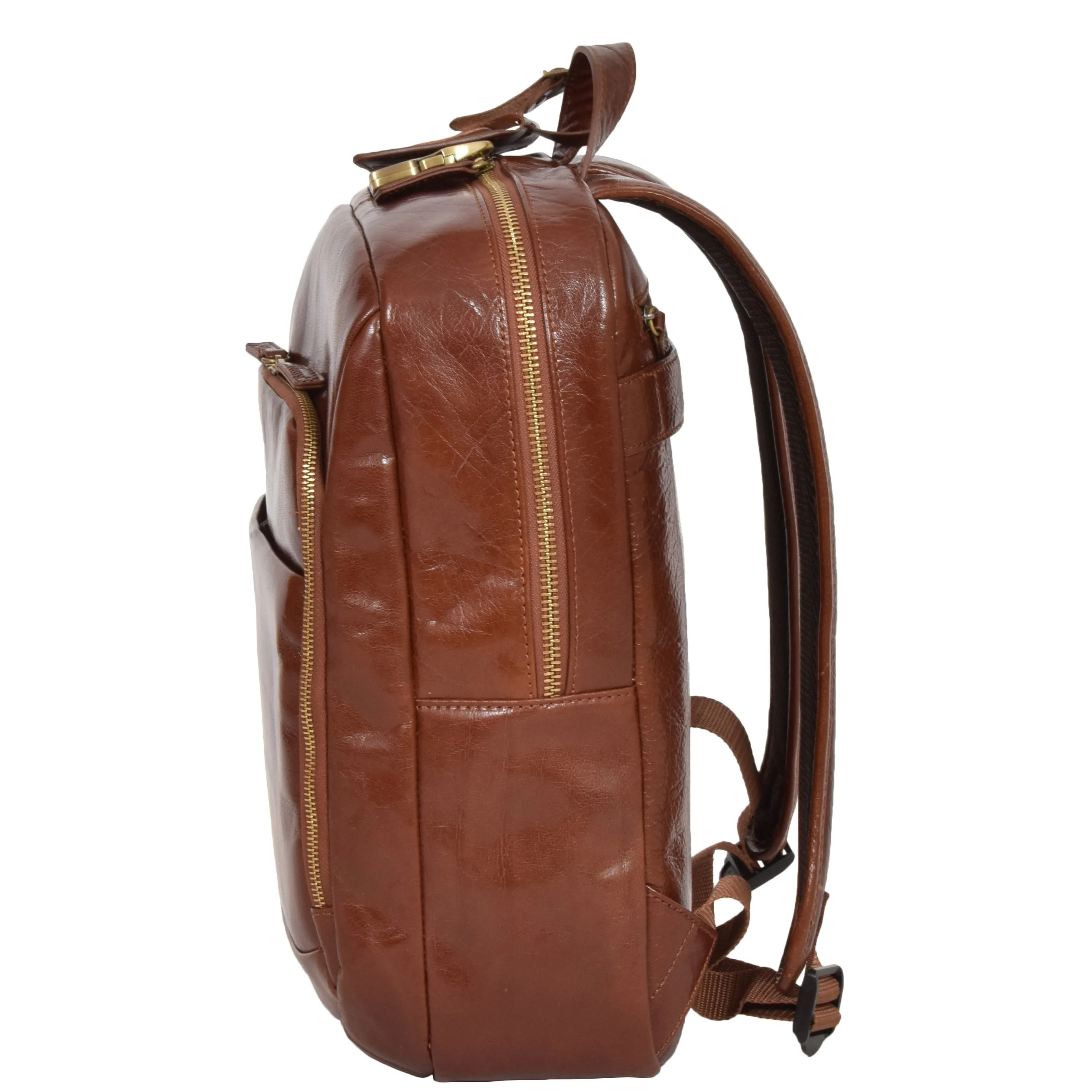 Exclusive Leather Organiser Rucksack Peru Chestnut Tan