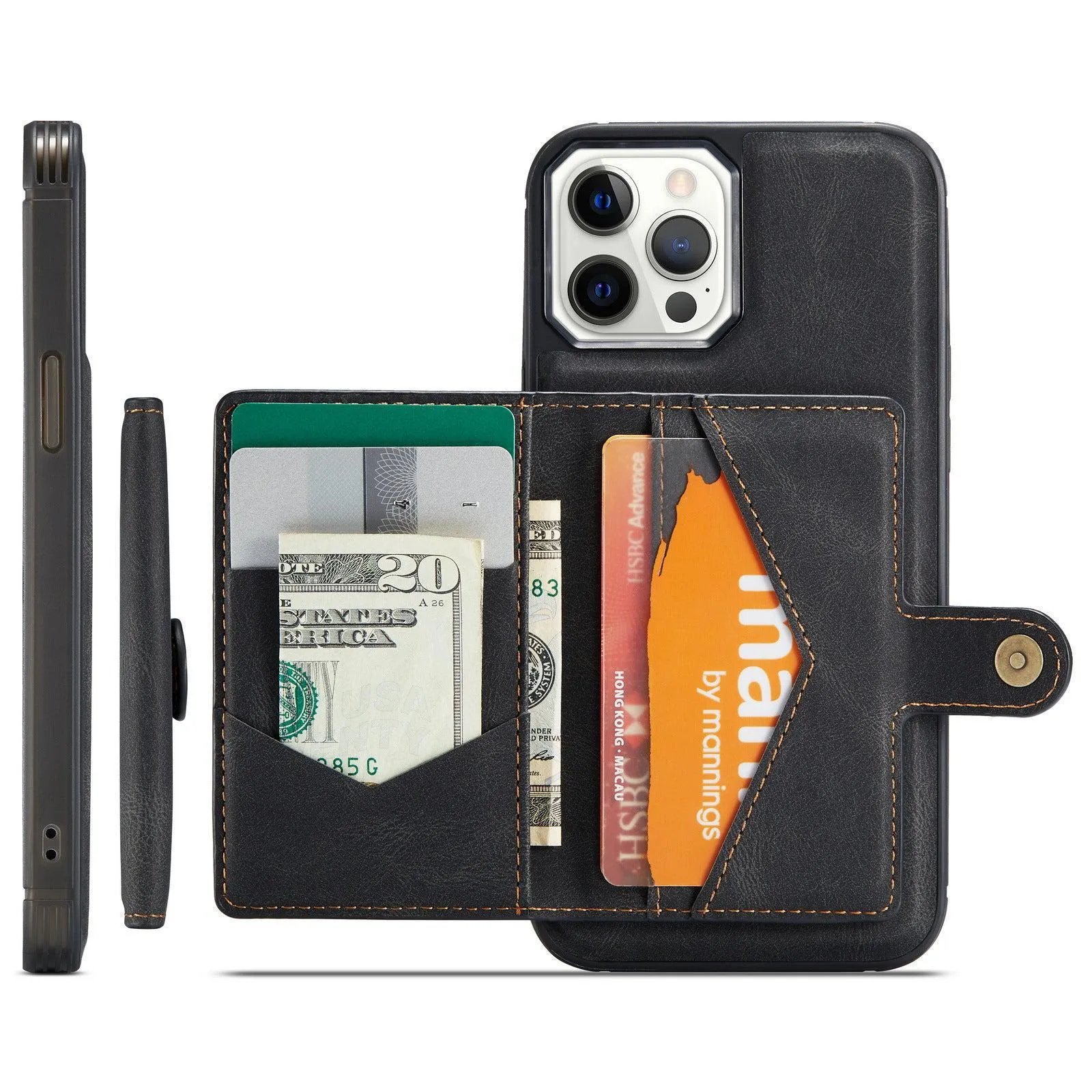 Faux Leather Phone Case With Magnetic Wallet