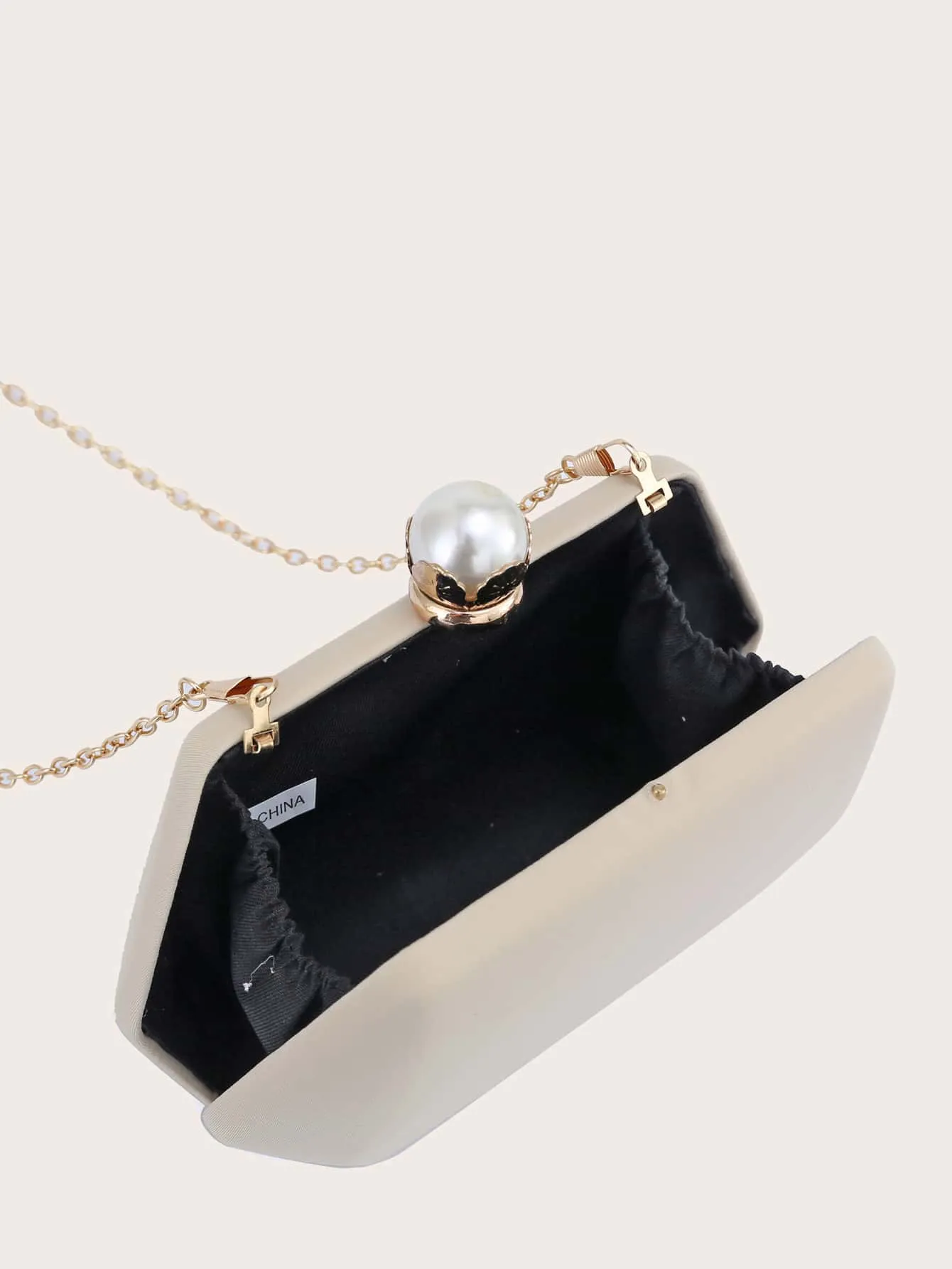 Faux Pearl Decor Box Clutch Bag