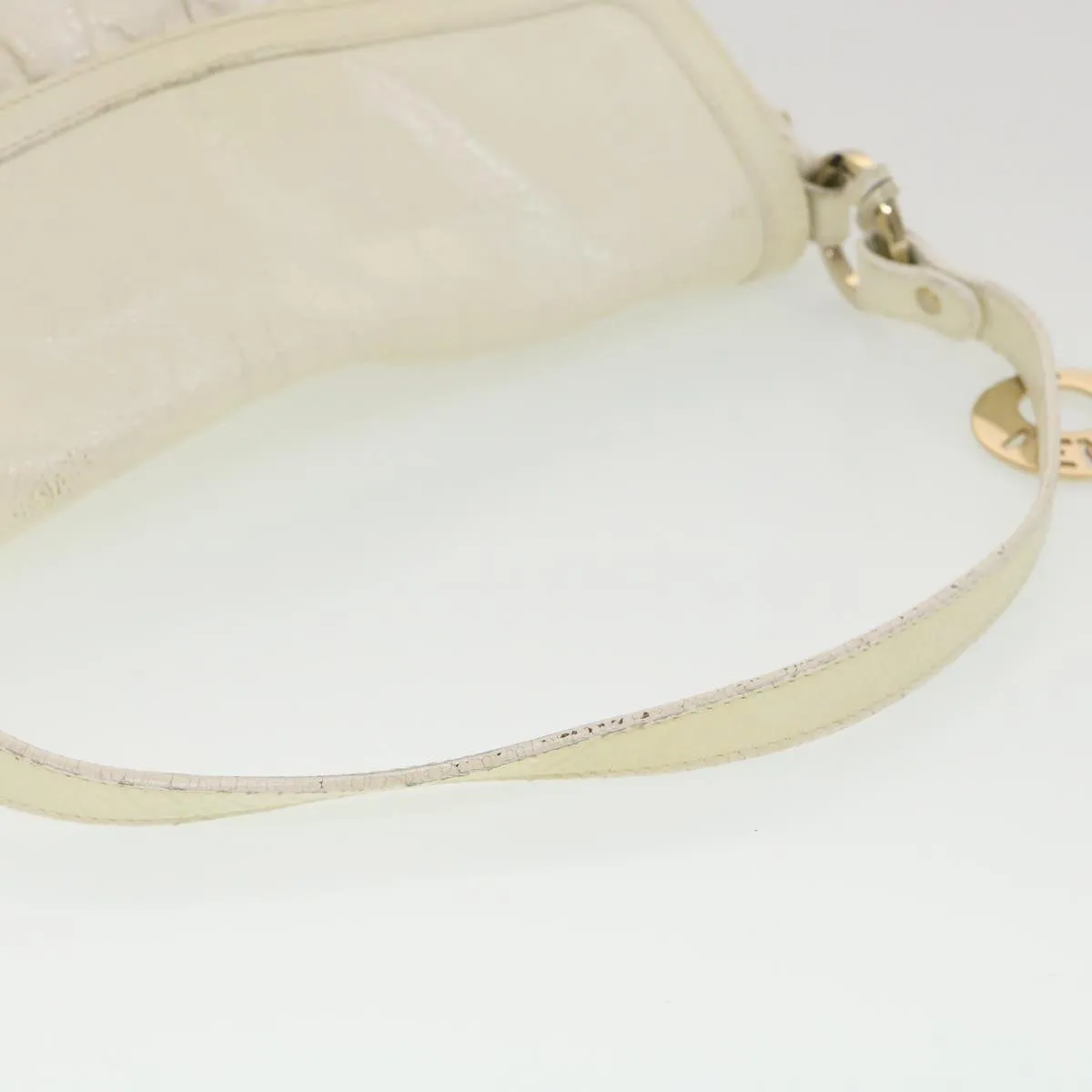 FENDI Shoulder Bag Leather White Auth rd4343