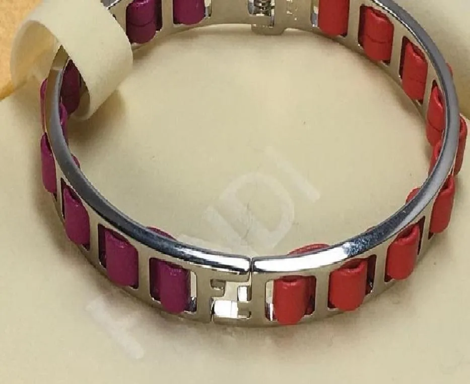 Fendi The Fendista Leather Fuchsia Orange Band Bangle Bracelet